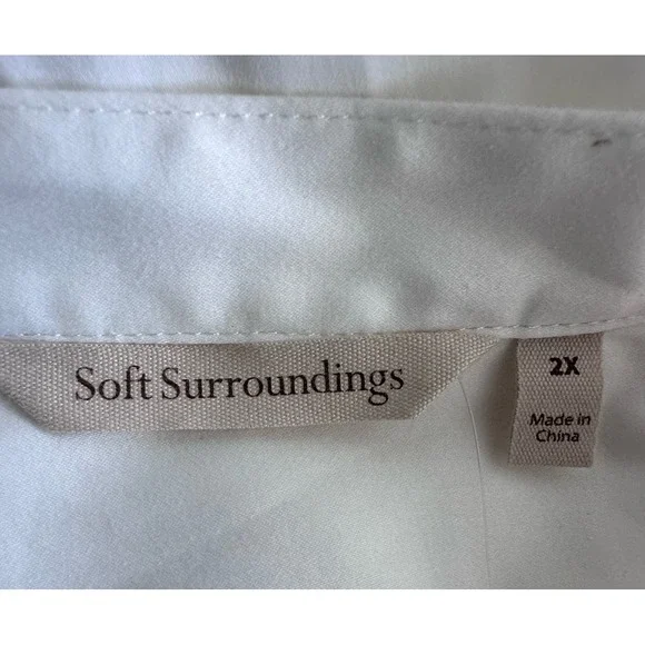 Soft Surroundings Blouse  White Women's 2X Long Sleeve Tunic Peasant Boho - Picture 7 of 10